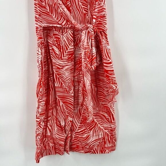 Talbots red white leafy belted dress 4P - Picture 3 of 10